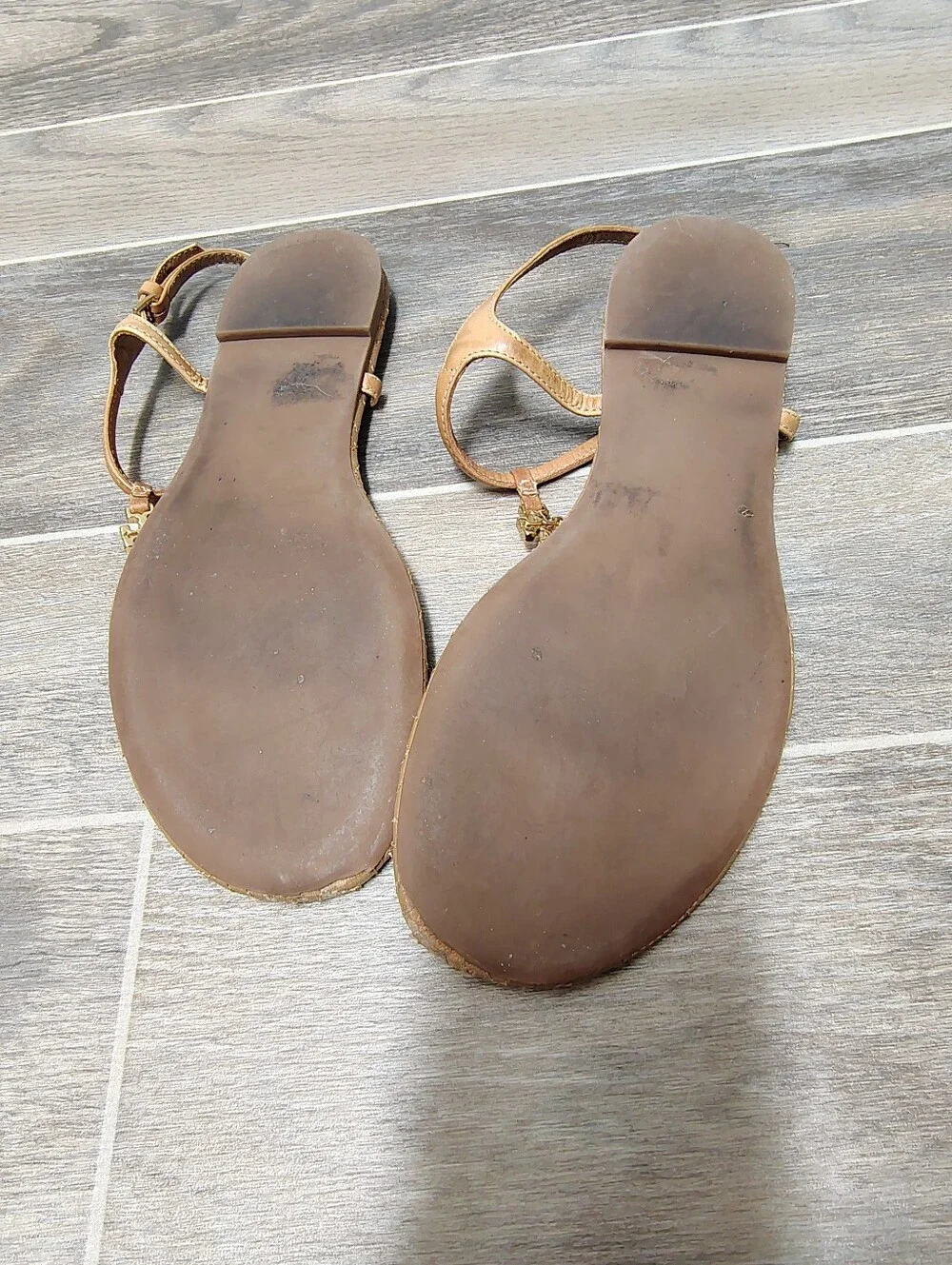Tory Burch Quilted Tan T-Strap Sandals